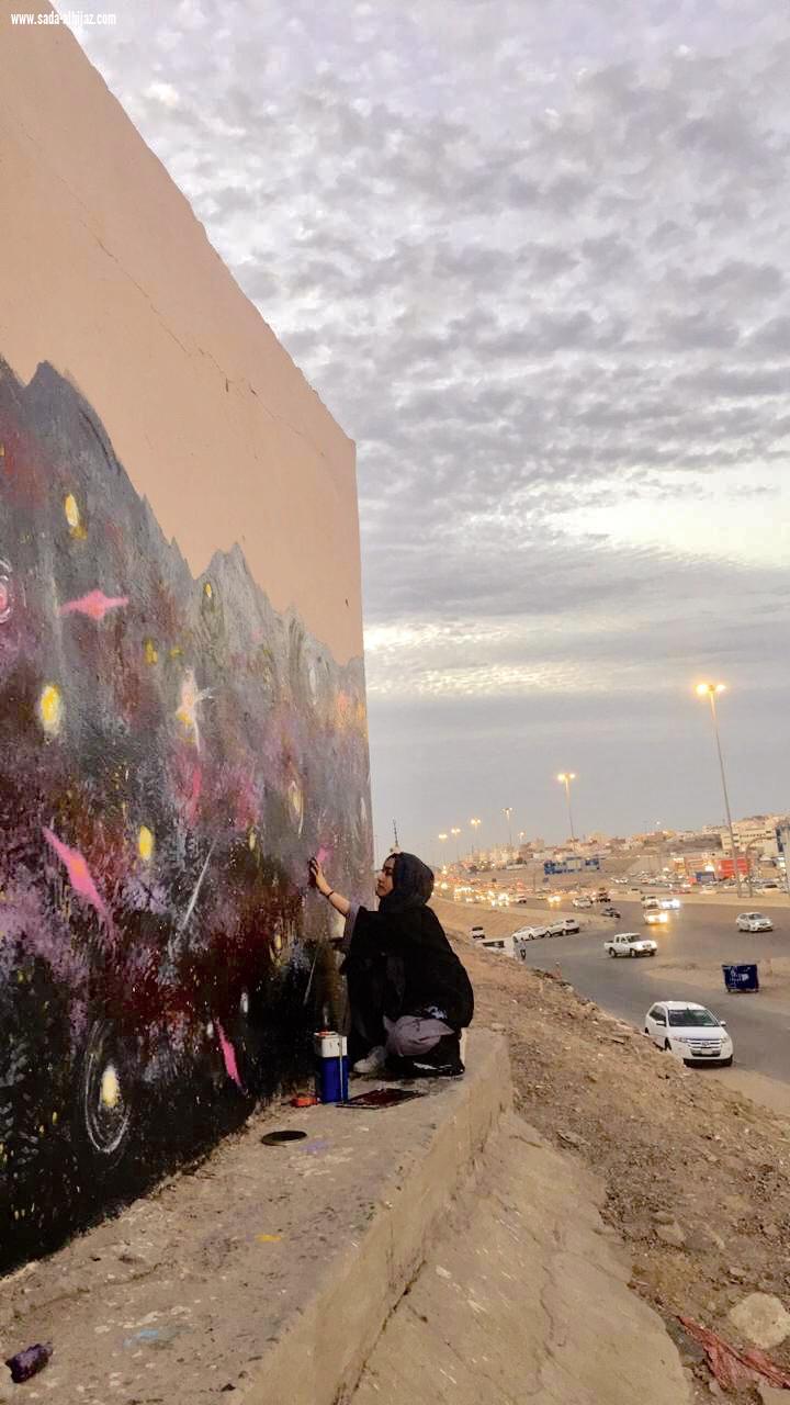 دهانات ورسومات فنية معالجة التلوث البصري على طريق الحرمين بجدة